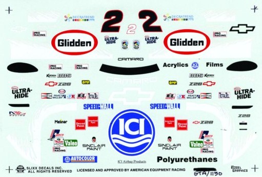 Slixx Decals #2 GLIDDEN CAMARO DRIVEN BY JAMIE GALLES